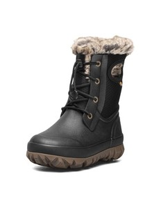 Bogs Outdoor Boots Girls Arcata II Dots Faux Fur 6 Youth Black 73449 CLEARANCE
