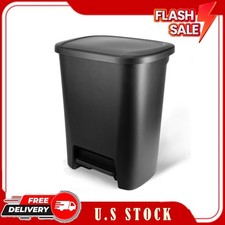 Hefty 20.1 Gallon Step Kitchen Trash Can Plastic Garbage Bin Black