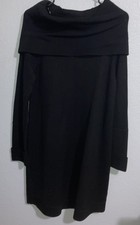 Vince Camuto Black Knit Off Shoulder Midi Sweater Dress Chic Edgy Long Sleeve M
