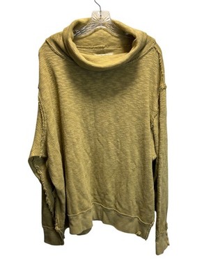 We The Free Loose Knit Cowl Neck Sweater Large Yellow Cotton/Polyester Womens