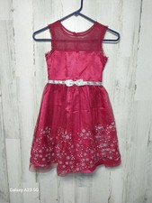 Jona Michelle Girls Sz 8 Red Dress w/ Silver Bling Floral