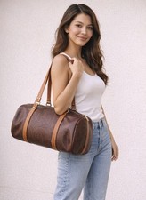 ETRO Brown Paisley Barrel Shoulder Bag Zip Cl...