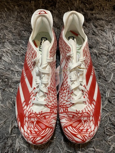 adidas Mens 9 ADIZERO ELECTRIC II Football Cleats Team Red/White IH8571 NEW - Picture 4 of 9