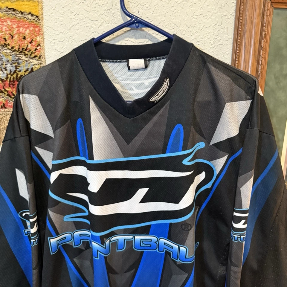 Camiseta deportiva vintage años 90 RARA JT paintball azul para hombre EE. UU. talla grande Foto 3 de 4