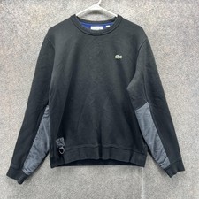Lacoste Sport Sweatshirt Mens Medium Black Crewneck Fleece Pullover Logo SH9510