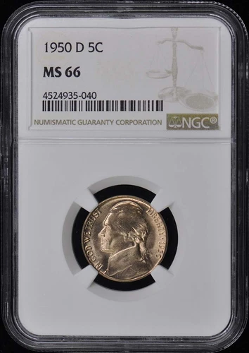 1950-D Jefferson Nickel 5C NGC MS66