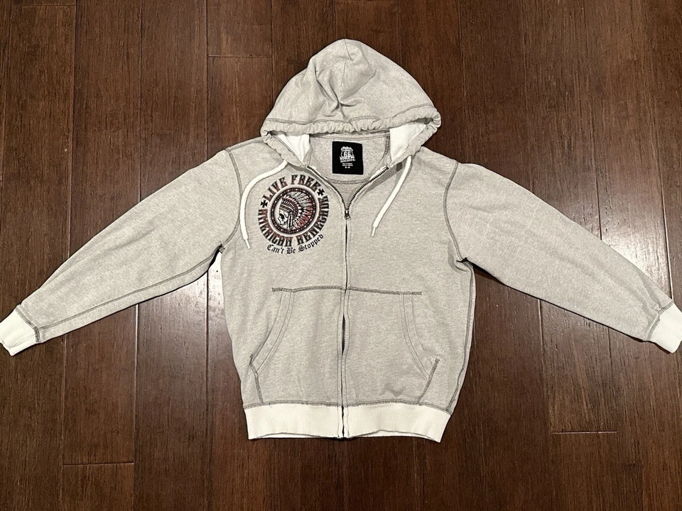 Sudadera con Capucha Y2K Route 66 Renegade Calavera Cremallera Para Mujer’s M Gris Gráfico Foto 2 de 4
