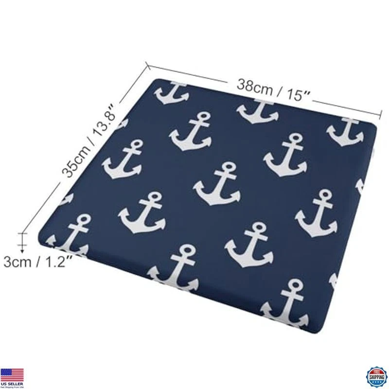 Cojín de asiento de espuma viscoelástica con anclaje náutico azul marino - Almohada ergonómica para respaldo de coche Foto 2 de 4