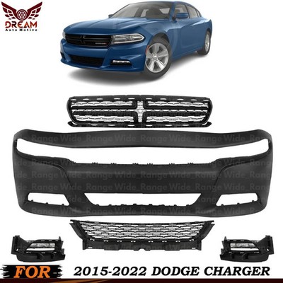 Front Bumper Cover Paintable & Grille Assembly Kit For 2015-2022 Dodge Charger