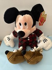 Disney Store Mickey Plush in PJs with Reindeer booties NWT