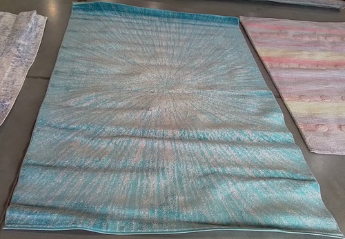 AQUA / IVORY 5'-3" X 7'-6" Back Stain Rug, Reduced Price 1172765836 EVK228J-5