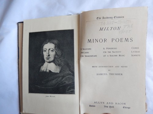 1901 Academy Classics Book Minor Poems - John Milton, Samuel Thurber - Picture 3 of 4