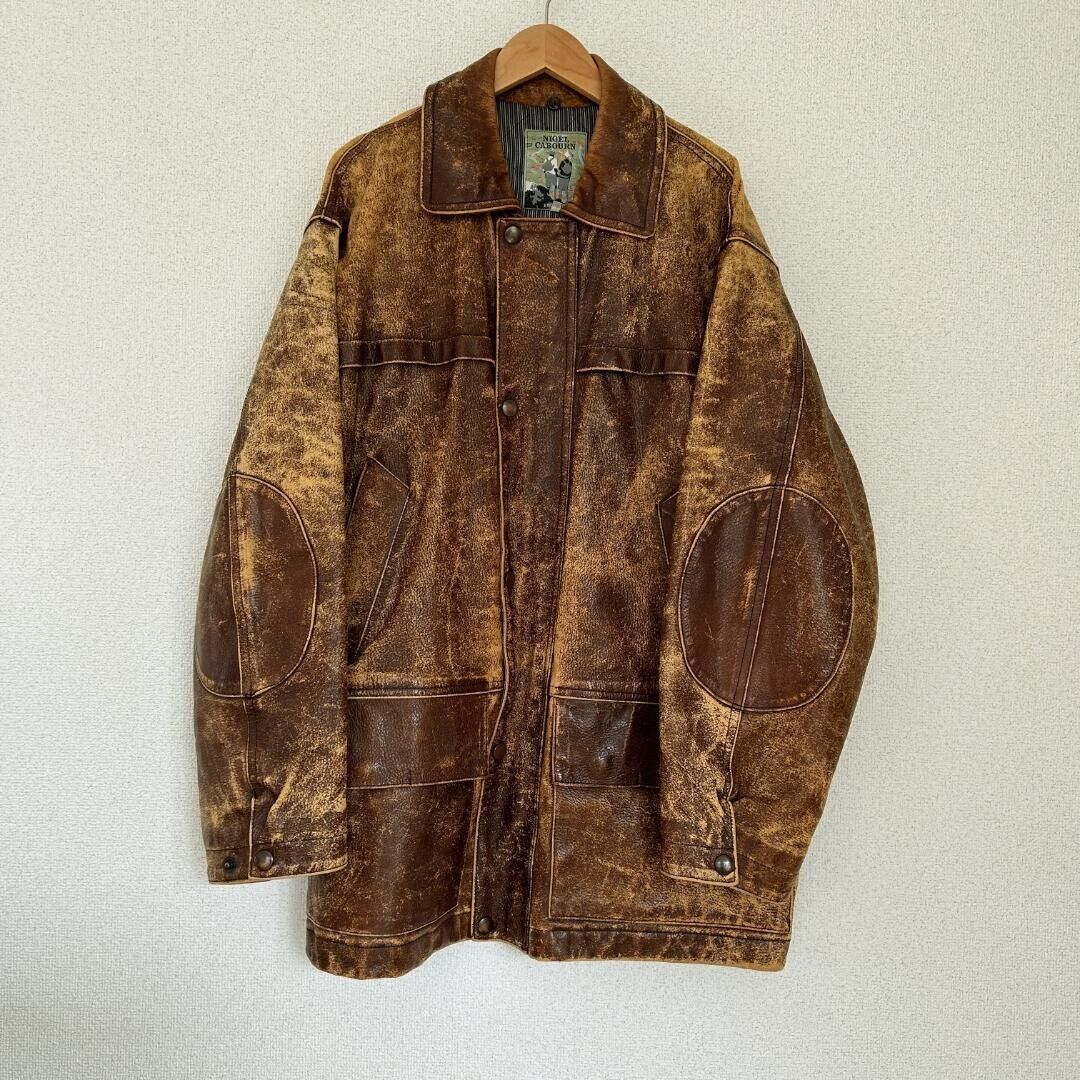 Nigel Cabourn Cowhide Leather Work Jacket Blouson Men Size 3 Nigel Cabourn Cowhide Leather Work Jacket Blouson Men Size 3