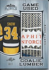 2017 Leaf Lumber Kings GARTH SNOW 3/7 Stick Game Used Goalie #GL-05 Platinum
