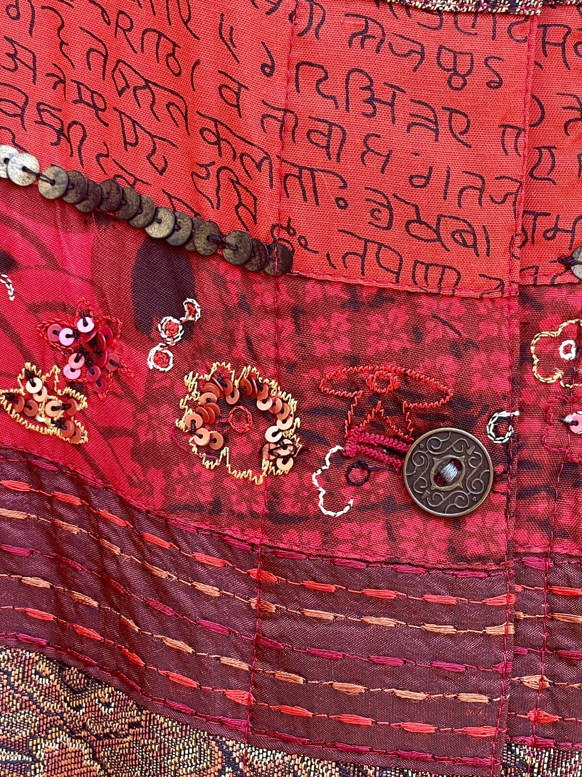 Vintage Oriental Patchwork Jacket Sequined Embroi… - image 5