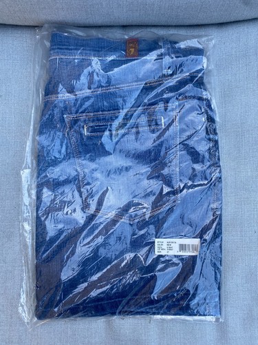 Mini Falda Jean 7 For All Mankind Biancha Azul Mediana Usada Bigotes Botón Mosca - Imagen 6 de 7