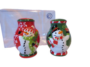 2018 CIB Jolly Snowmen Salt and Pepper Shakers in Original Box