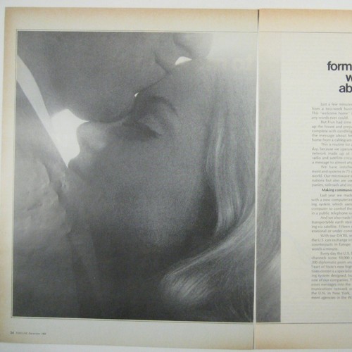 1968 Vintage ITT Print Ad 2 Page Communication Kissing Couple MOD Fashion - Picture 2 of 2