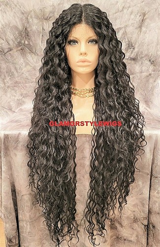 45” LACE FRONT FULL WIG EXTRA LONG LAYERED CURLY MIDDLE PART BROWN #4 HEAT OK - 第 8/9 張圖片