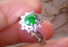 Video Certified silver 925 A JADE Jadeite Cabochon RING USA 7.75    635512 AS