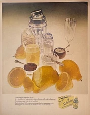 1969~Schweppes~Whiskey Sour Cocktail Mix~Retro~Bar Decor~Lemons~Vintage Print Ad