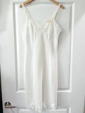 VTG WONDER MAID FULL SLIP NIGHTGOWN LINGERIE Size 34 WHITE LACE TRIM