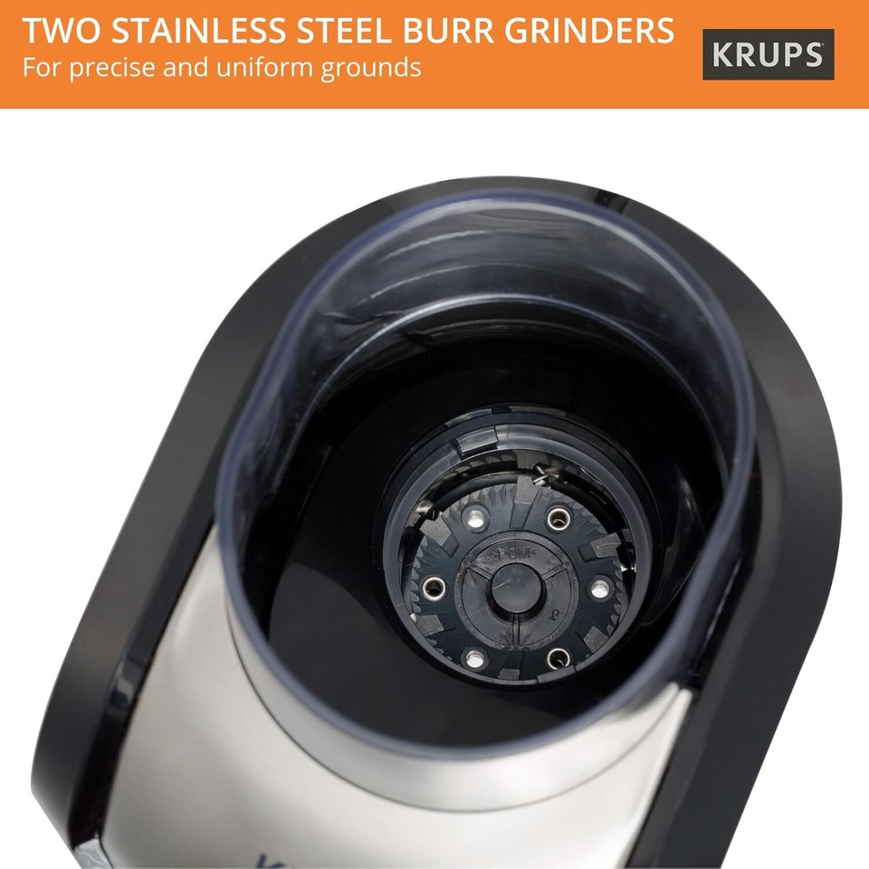Krups Expert Burr, Automatic Coffee Grinder, Easy Clean, black&silver