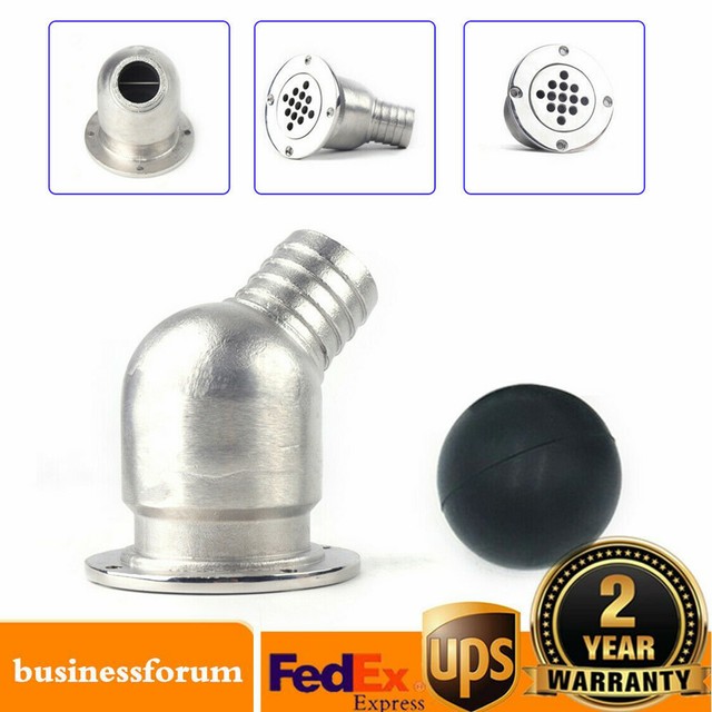 Boat Deck Drain Scupper w/ Ball for Hose 11/2" Marine 316 Stainless