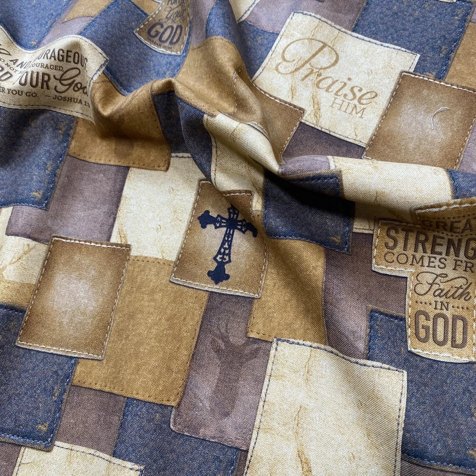 Cruces cristianas con versículos bíblicos tela de algodón. Se vende por media yarda Foto 3 de 4