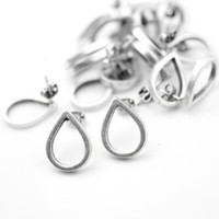 5 Paar Ohrstecker Rohlinge LüNette Tropfen FüR GießHarz Silber Diy Schmuck