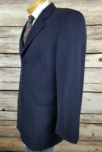 Blazer Moschino Para Hombre Lana Azul Tres Botones EE. UU. Talla 42R Italiano Talla 52 - Imagen 5 de 12
