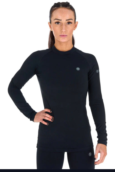 LADIES FUSION LONG SLEEVE RASH GUARD - BLACK