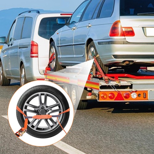 4x Pas napinający Samochód osobowy Transport samochodowy Pas mocujący Auto Zabezpieczenie kół Samochód Pasek do opon 3000kg - Zdjęcie 13 z 13