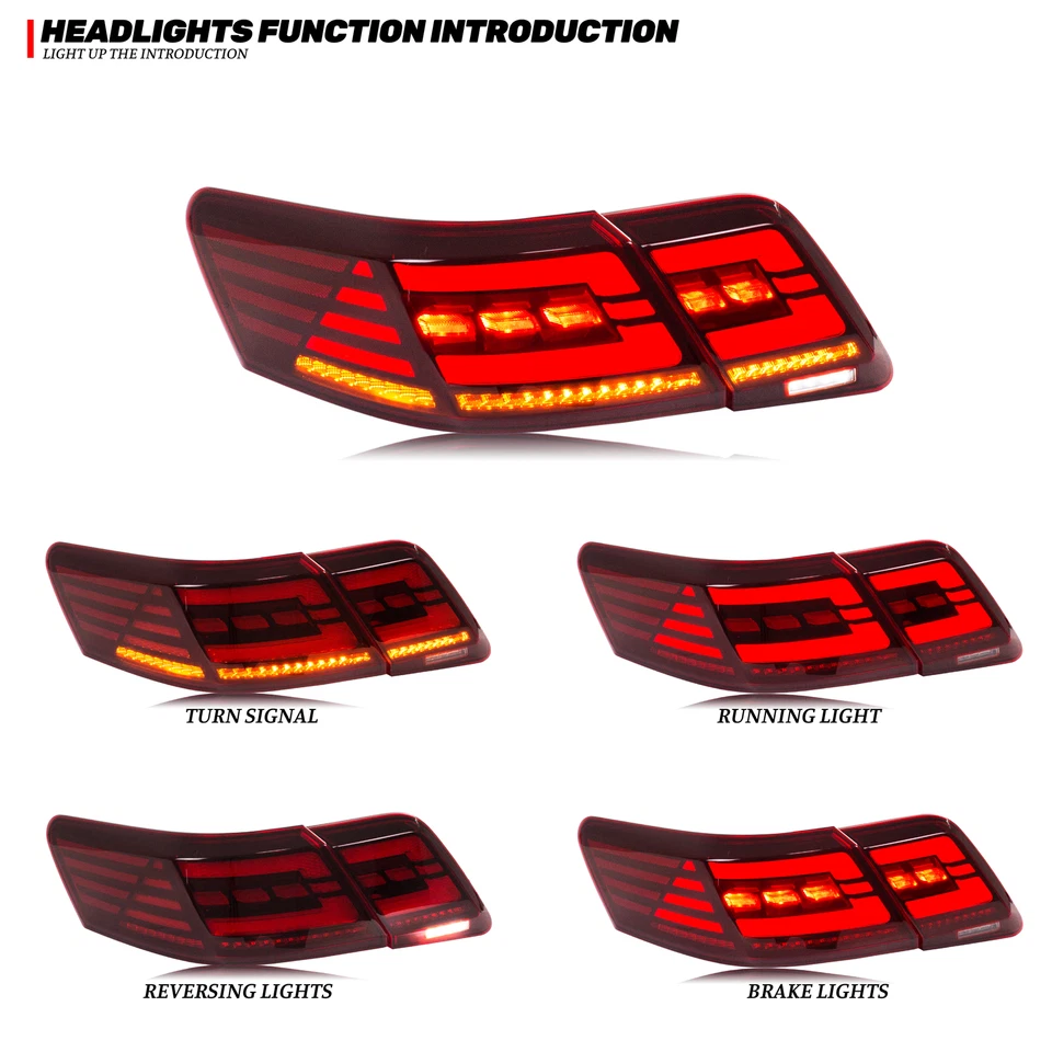 Conjunto de par de luces traseras LED rojas para Toyota Camry 2007-2011 Foto 2 de 4