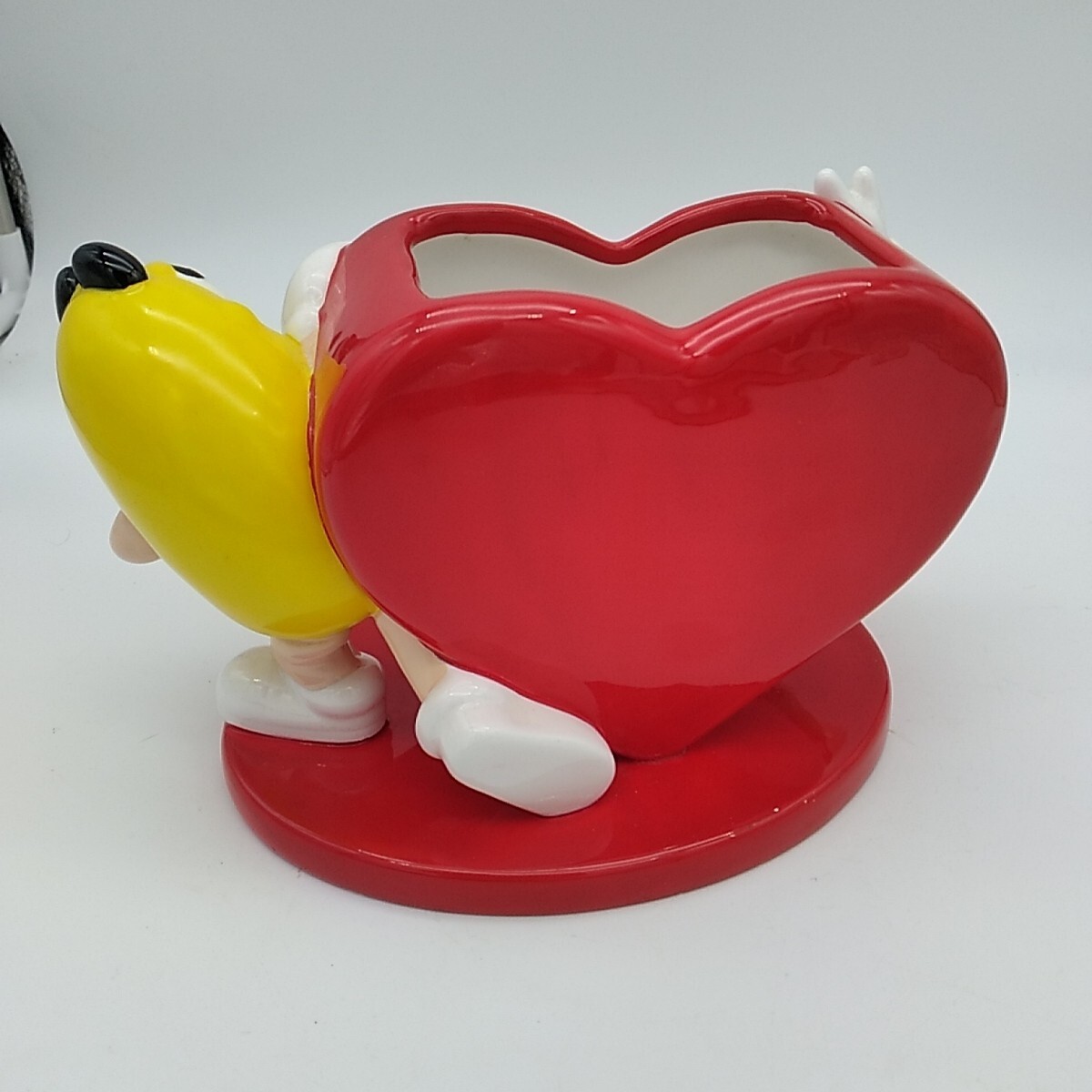 Retro M&Ms Red Ceramic Heart, Green & Yellow M&M's Candy Dish