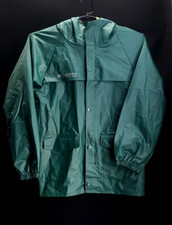 Columbia Green PVC Rain Coat Jacket with Hood Kids Youth Large