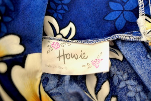Vintage 70er 80er Jahre Howie Hawaii persisch blau Rüschensaum Baumwolle Mu Mu Kleid M - Bild 4 von 5