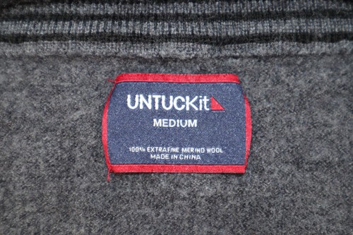 UNTUCKit Sweater Youth Size M Merino Wool 1/4 Zip Mock Neck Long Sleeves Gray - Picture 5 of 12