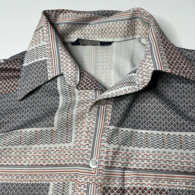 Career Club Vintage Disco Shirt Men Med Abstract 70s USA Dagger Collar Polyester