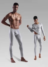 Men's Long Sleeve Shirt Sets Warm and Thin Long Underwear Undershirts Leggings