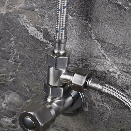 Deviatore G1/2" 3 Vie Adattatore Tipo T Valvola Acqua per WC Bidet Bagno Doccia-Soffione - Foto 7 di 12