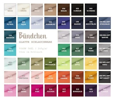 GENERISCH Bündchen uni, Bündchenstoff Meterware, Feinstrick Schlauchware *Ab 25 cm x 70 cm