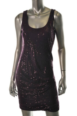 VELVET 'Larista' ~ Purple Ruched Jersey Sequins Sheath Party Dress M New  $196 | eBay