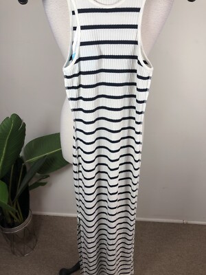 French Connection Tommy White Ribbed Bodycon Maxi Tank Dress | eBay
