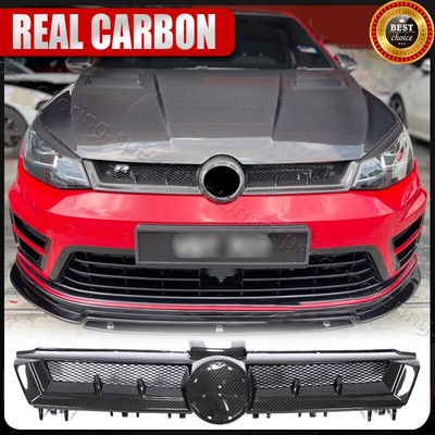 Dry Carbon For VW Golf 7 MK7 VII GTI R 14-17 Front Bumper Grille Hood Grill Trim
