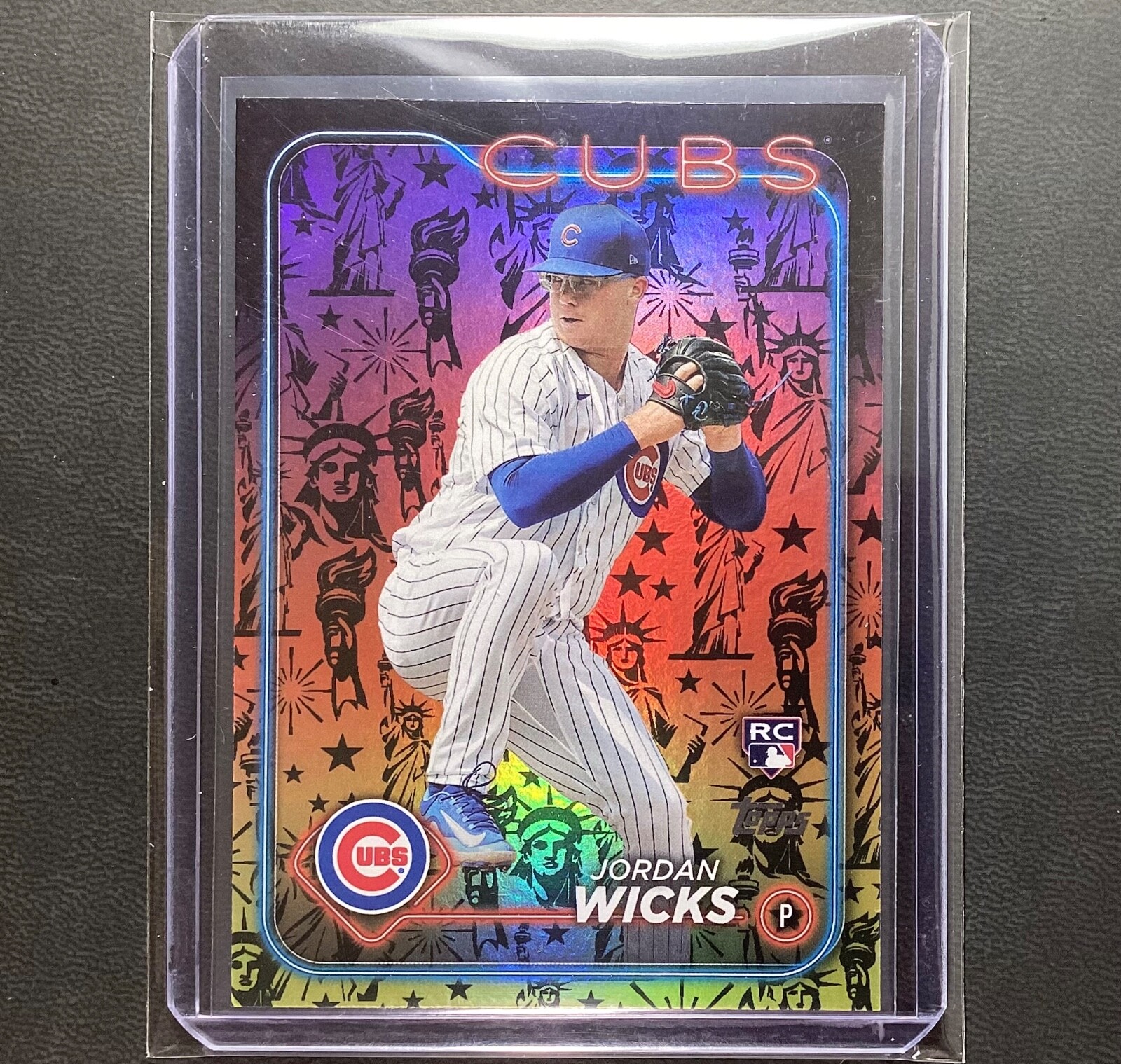 2024 Topps Series 2 #613 Jordan Wicks RC Cubs Rookie STATUE OF LIBERTY SSP