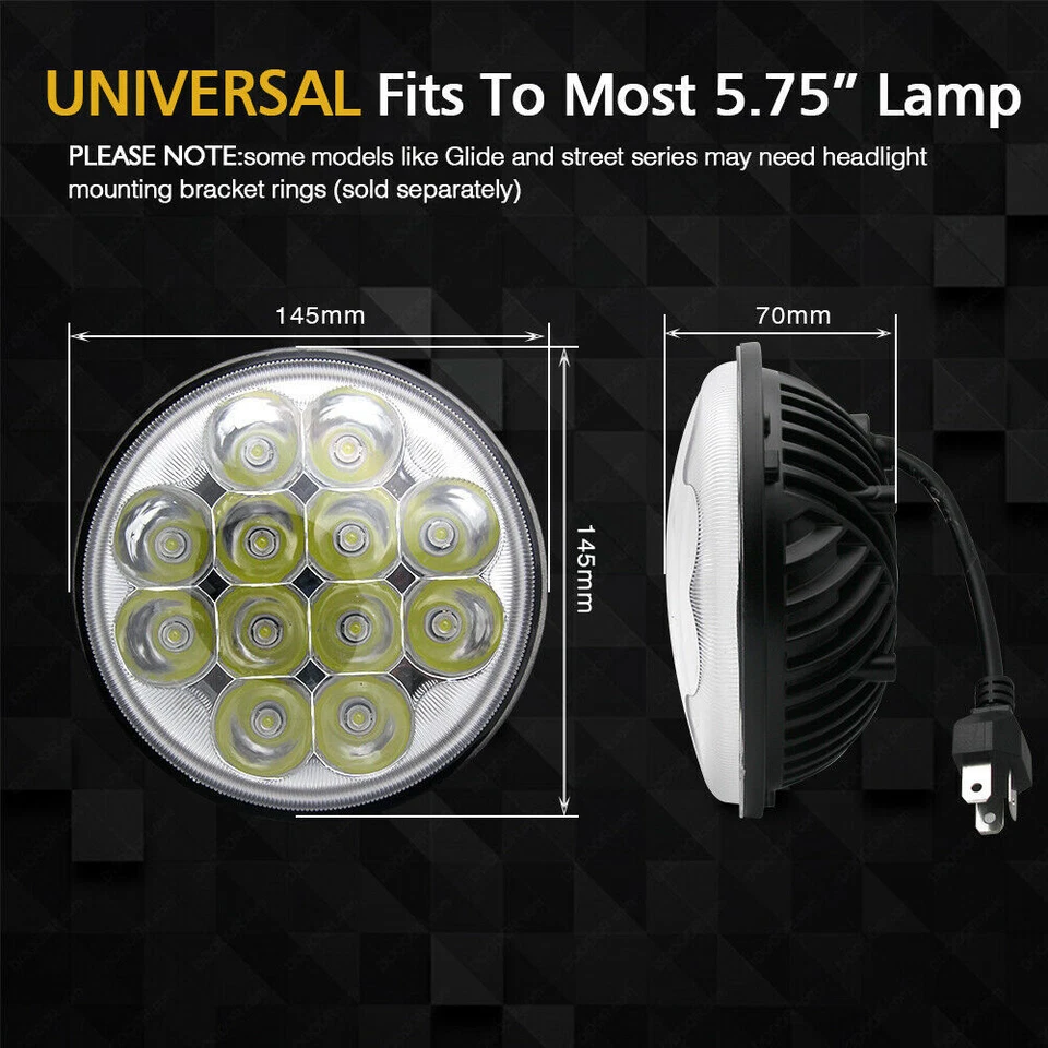 Круглые светодиодные фары для GMC C15/C1500 1961-1972 Pickup C2500 5,75 дюйма 5-3/4 дюйма 4 шт. - Изображение 2 из 4