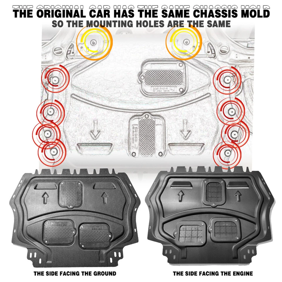 New Fit Black For 2006-2018 Volkswagen Jetta Engine Splash Shield Chassis Guards Foto 3 de 4