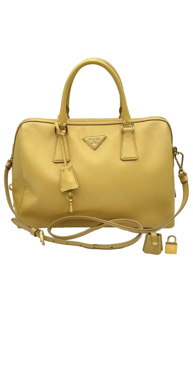 PRADA Leather Exterior Yellow Bags & Handbags for Women for sale