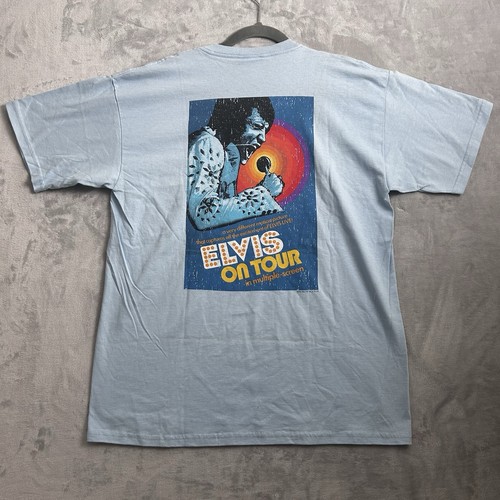 Liquid Blue Elvis Presley Shirt Mens Large Box Logo Tour Tee Rock Band Movie Y2K